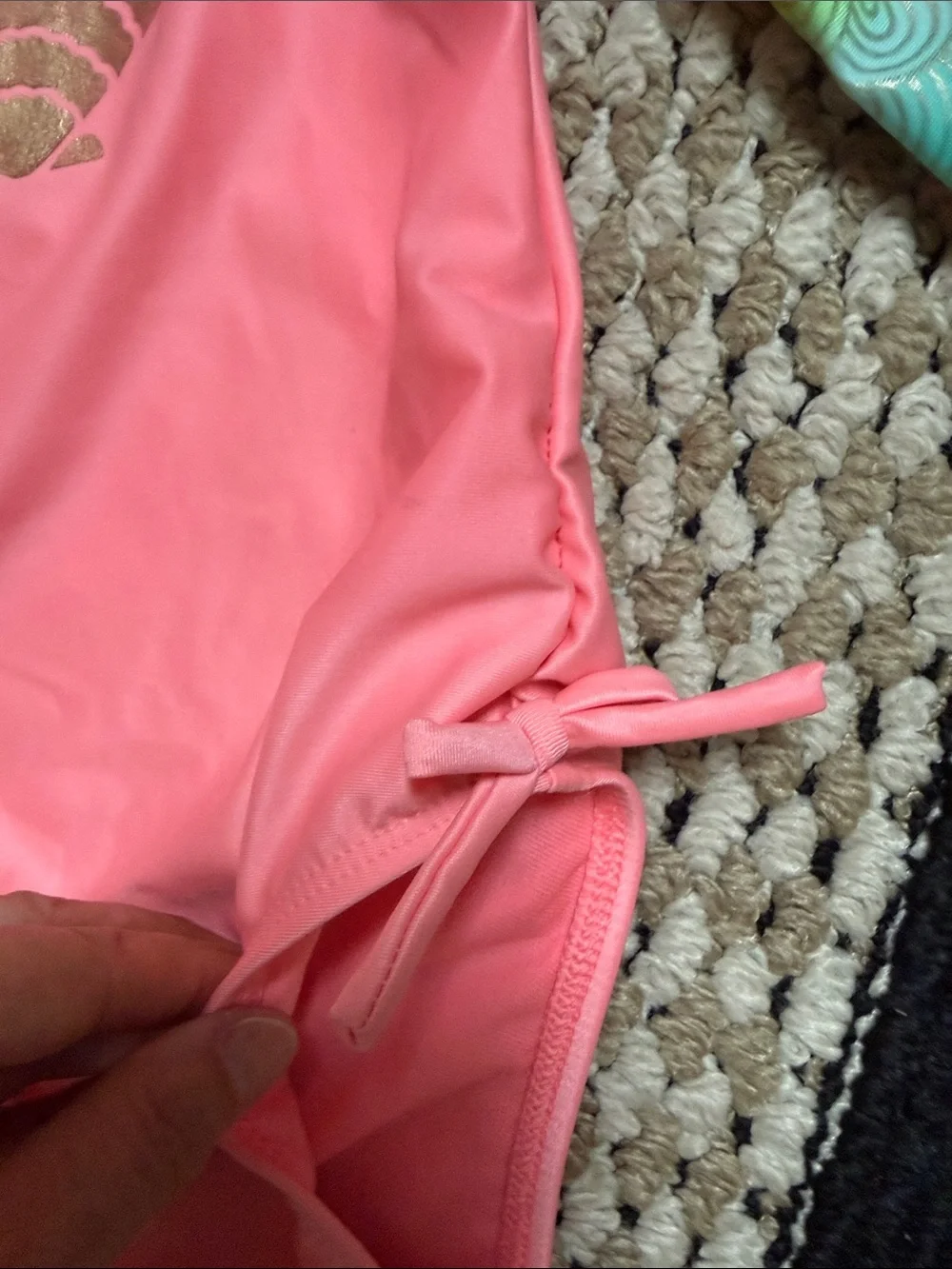 Cat & Jack Pink One-Piece Rash Guard Swimsuit with Rainbow Sleeves